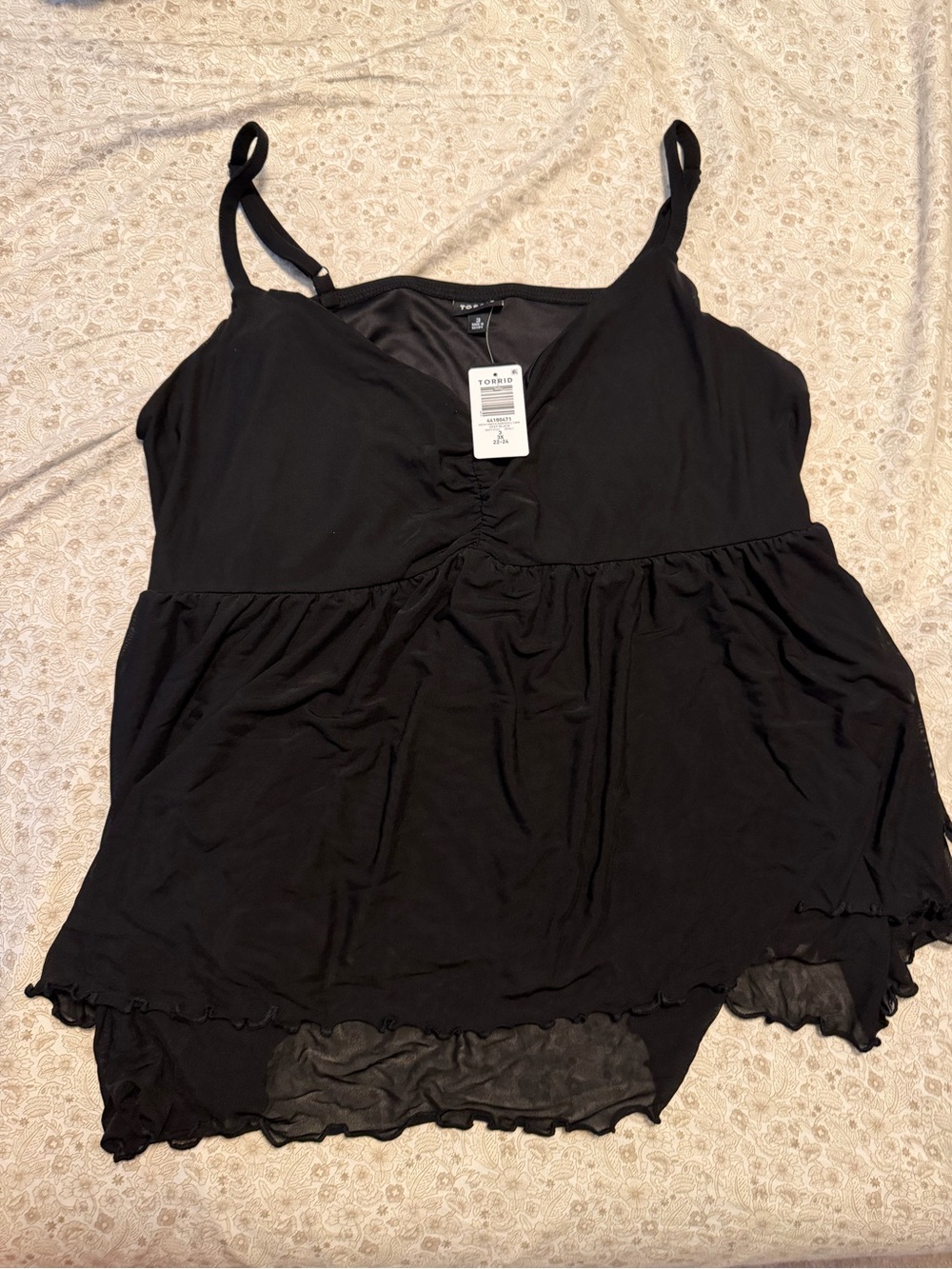 torrid Black Tiered V-Neck Ruffled Cami